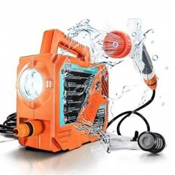 ZOOOBELIVES High Pressure Camping Shower with 50W/75psi Pump, Outdoor Camp Shower with Multi-use Sprayer and LED Light for Campsite Bathing Beach Yard Pet Car Cleanups, Portable and Rechargeable